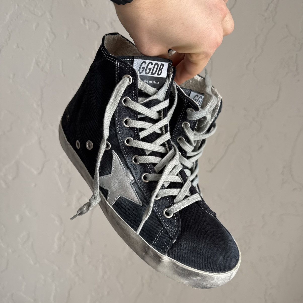 Golden Goose Golden Goose Francy Distressed Navy Denim High-Top Sneakers Size US 9 / IT 39 - 9 Thumbnail