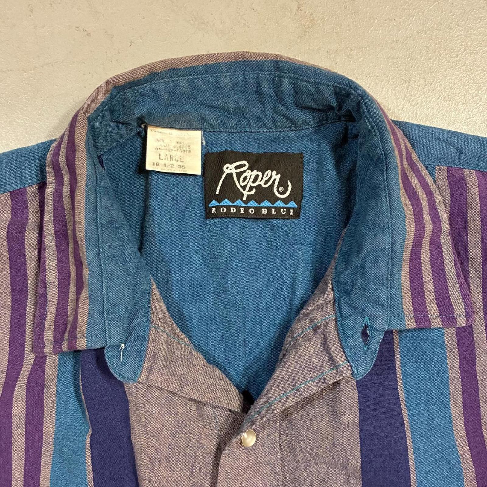 Roper Vintage Roper Rodeo Blue Western Pearl Snap Shirt Size US L / EU 52-54 / 3 - 2 Thumbnail