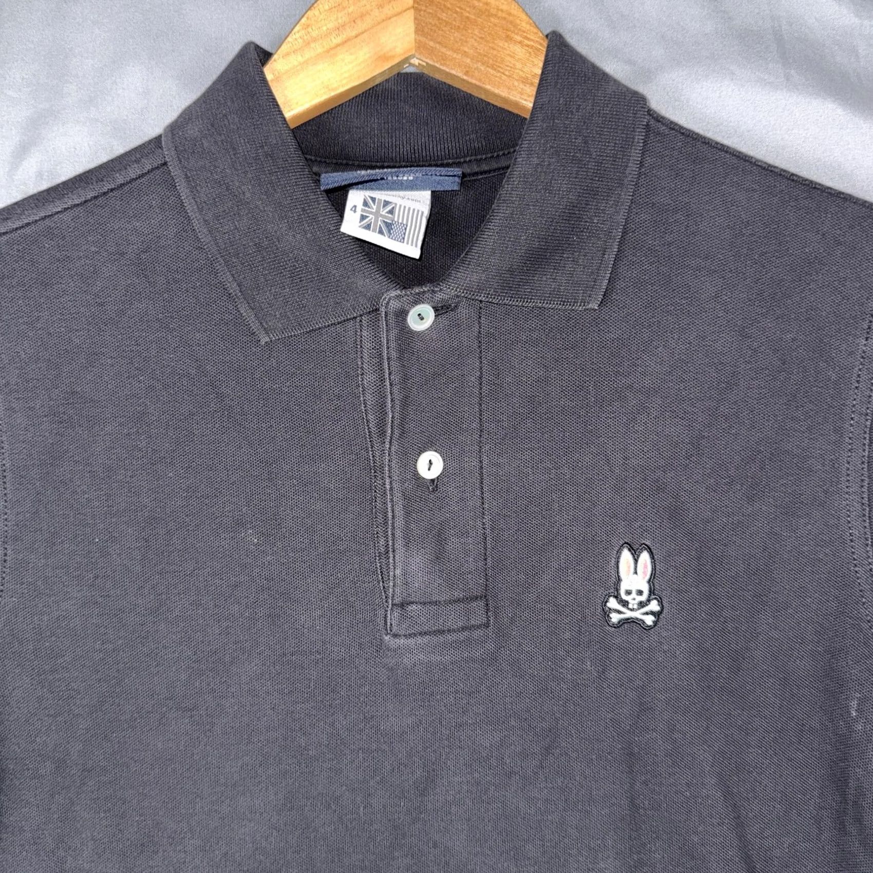 Psycho Bunny Psycho Bunny Polo Shirt Mens L Black Cotton Short Sleeve Knit Logo Skull Casual Size US L / EU 52-54 / 3 - 4 Thumbnail