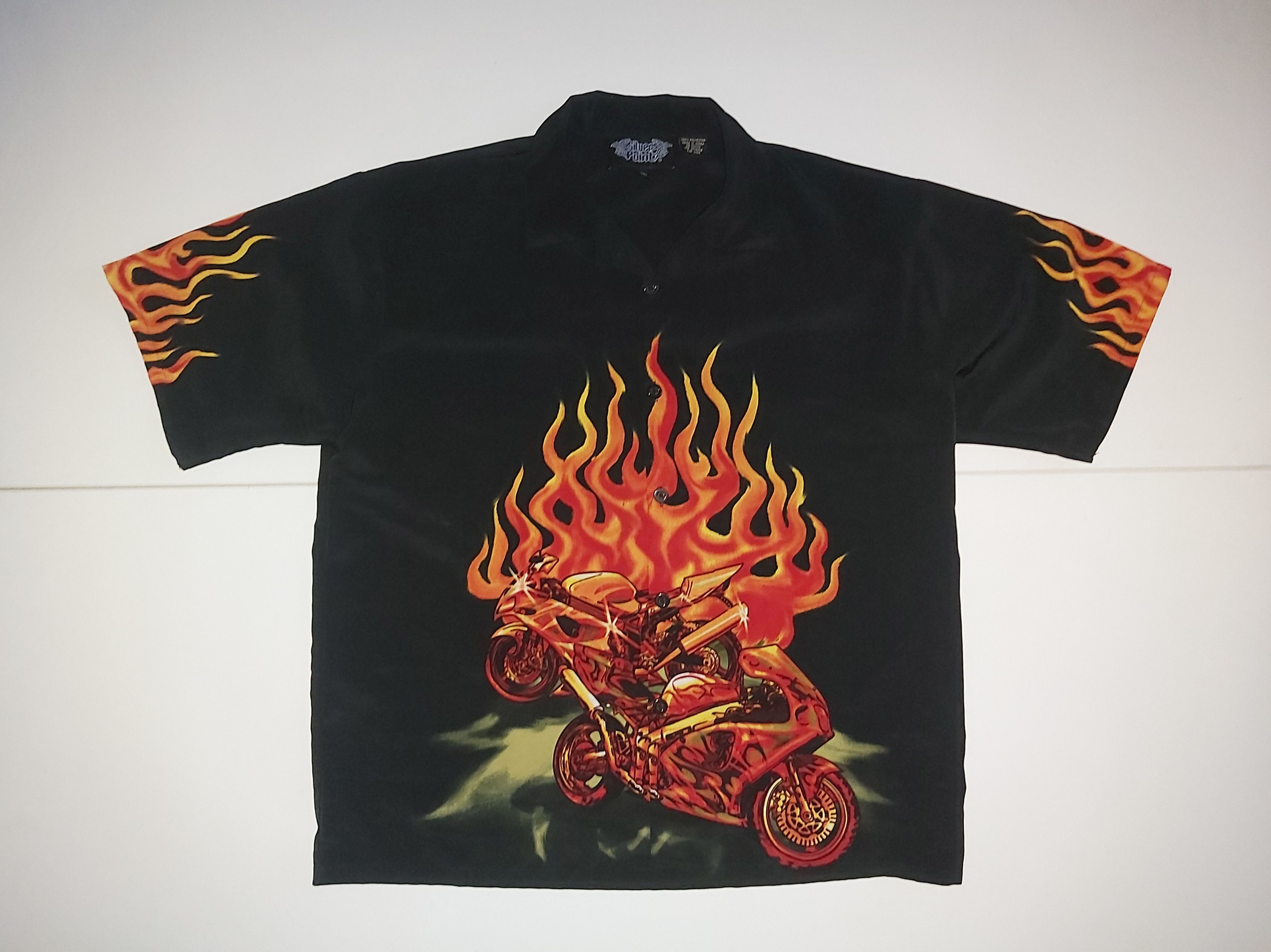 Vintage Crazy Vintage Y2K Silver Point Jnco STYLE flame shirt Size US S / EU 44-46 / 1 - 3 Thumbnail