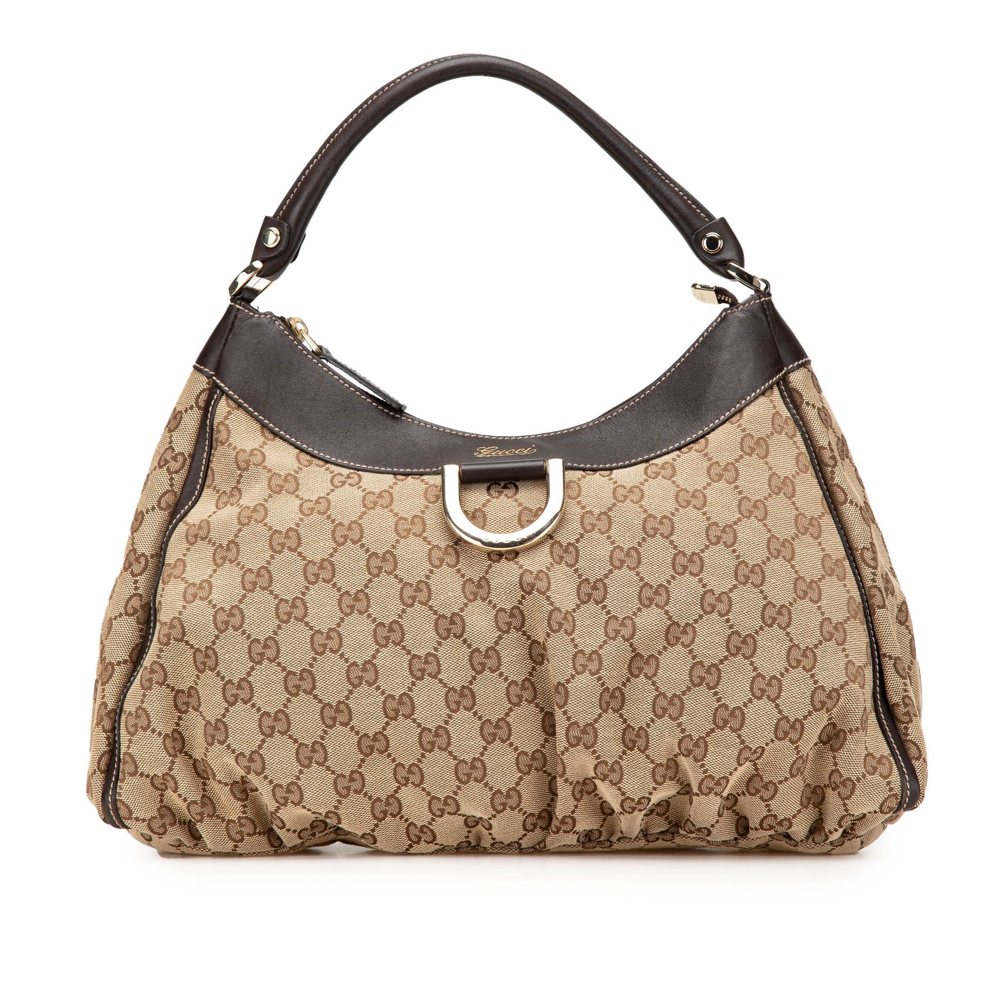 Gucci GG Canvas Abbey D Ring Shoulder Bag in Brown, Women's