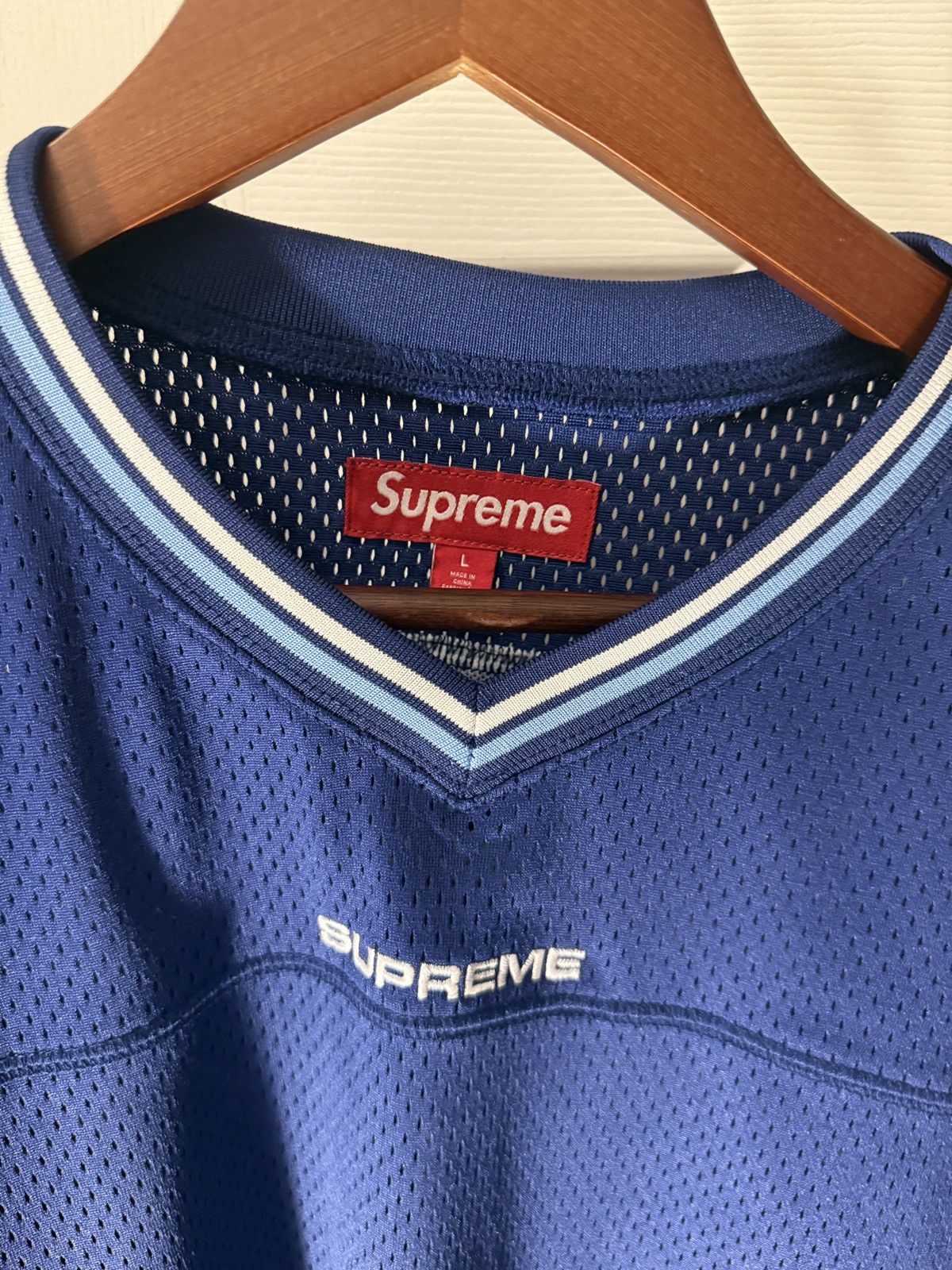Supreme Supreme Jacquard Rib Blue Football Jersey - L Size US L / EU 52-54 / 3 - 3 Thumbnail