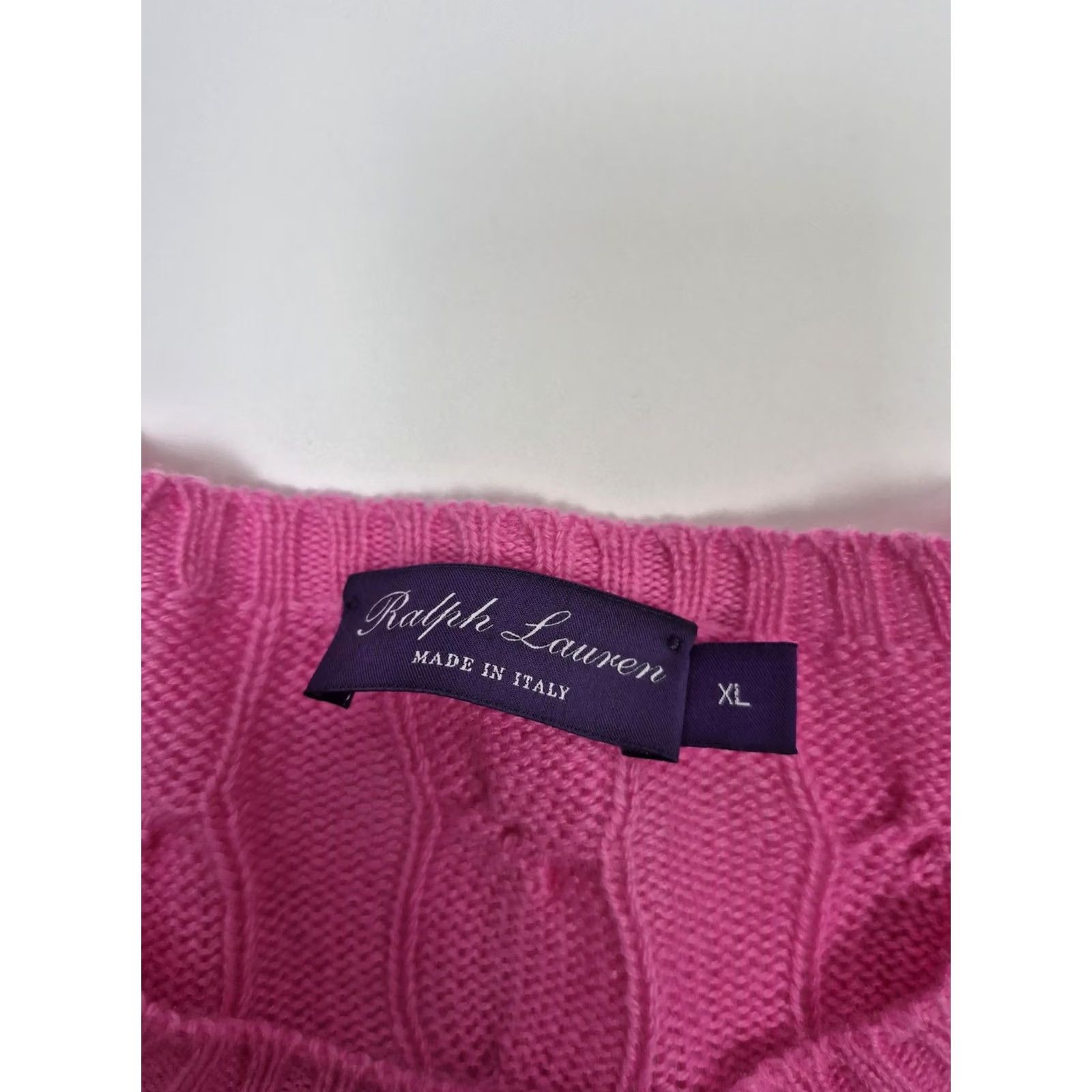 Ralph Lauren Ralph Lauren Purple Label Cashmere Sweater Cable Knit Italy Pink Women's XL FLAW Size XL / US 12-14 / IT 48-50 - 2 Thumbnail