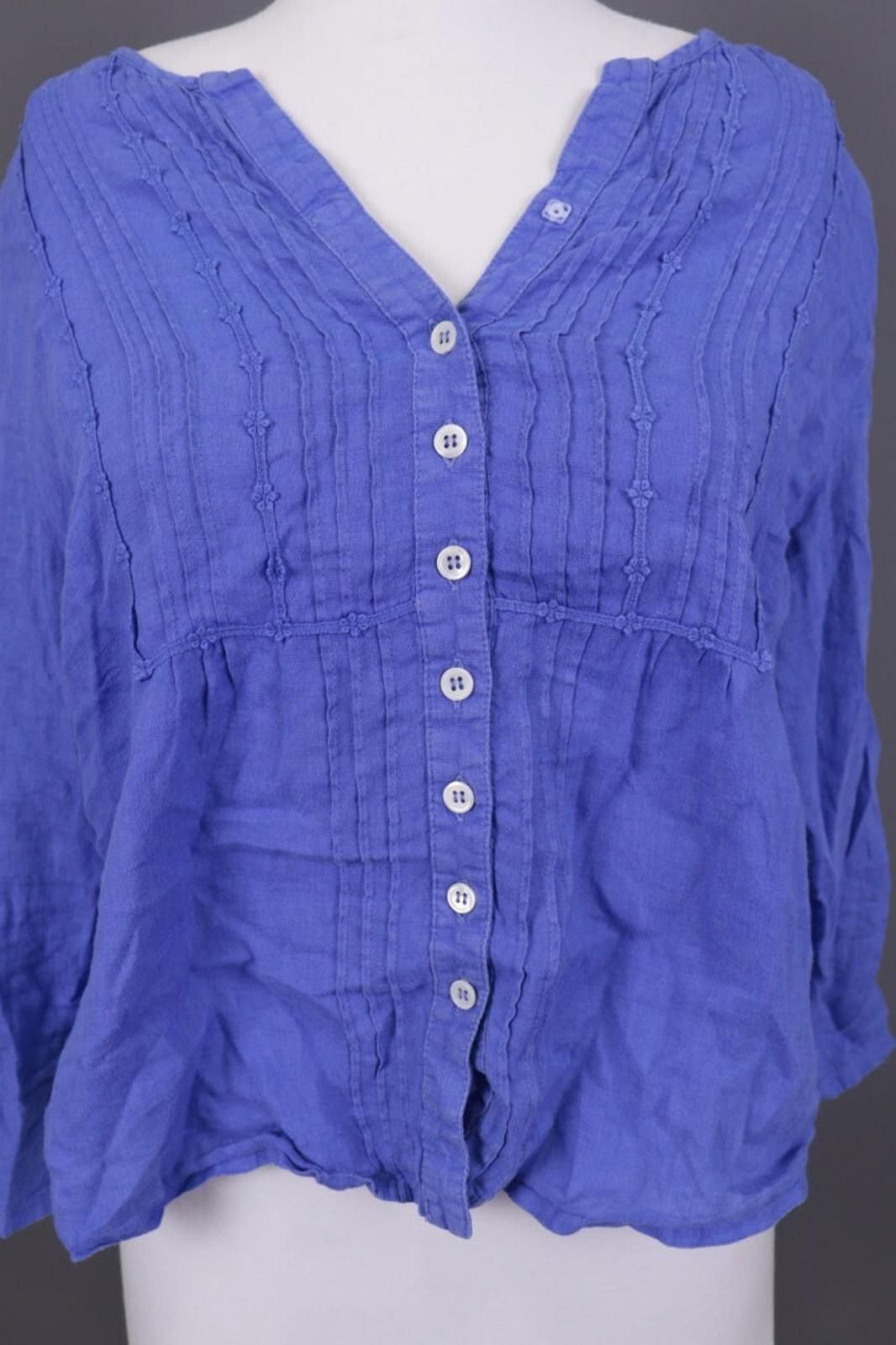 Designer John Lewis 100% Lino Blue Linen Tunic Top Shirt Size 16 Size XXL / US 16-18 / IT 52-54 - 3 Thumbnail