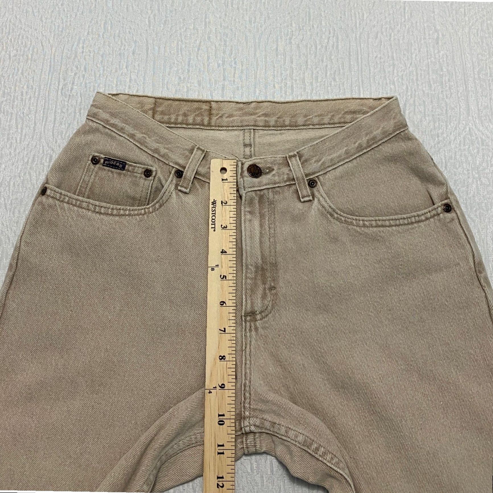 Vintage VINTAGE Riders Jeans Women 10P Beige Denim Straight 5-Pocket Retro Mid Rise: 28in Inseam, 100% Cotton Size 32" / US 10 / IT 46 - 7 Thumbnail