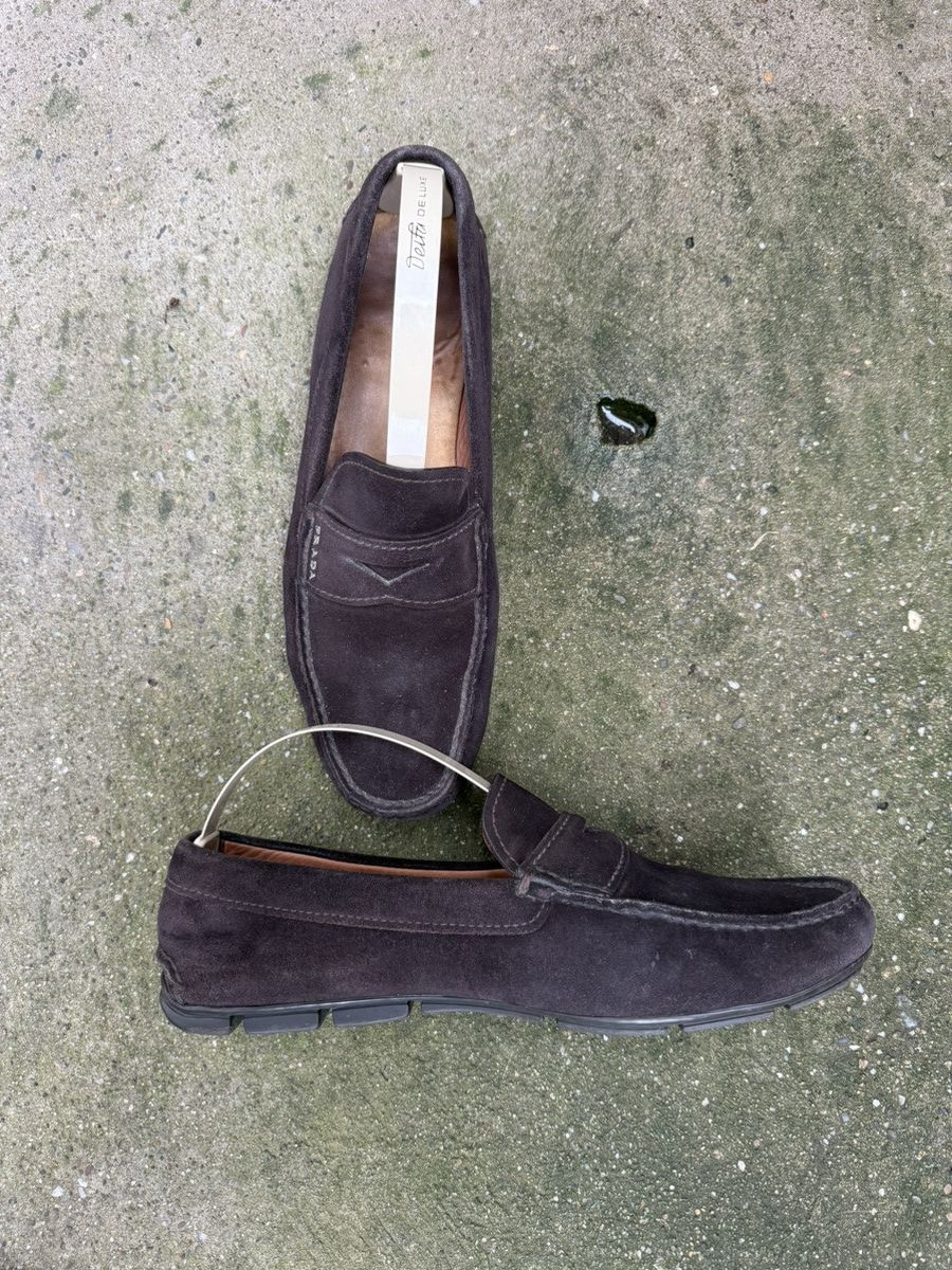 Prada 💫 Prada 💫 Men's Brown Suede Moccasins Casual Driver Loafers Size US 7.5 / EU 40-41 - 4 Thumbnail
