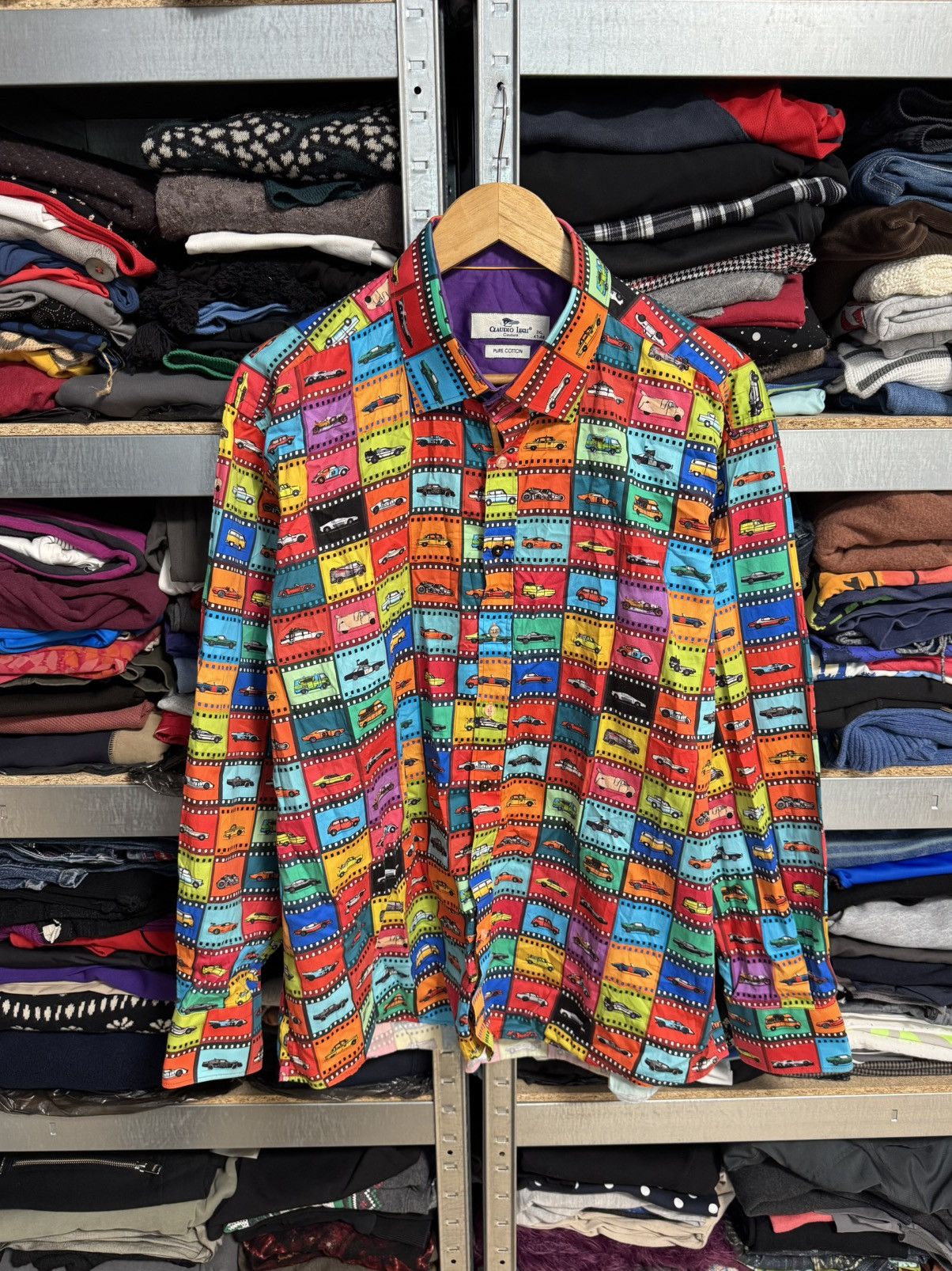 Vintage Mens Claudio Lugli Button Up Shirt Long Sleeve Car Print Size US XXL / EU 58 / 5 - 1 Thumbnail