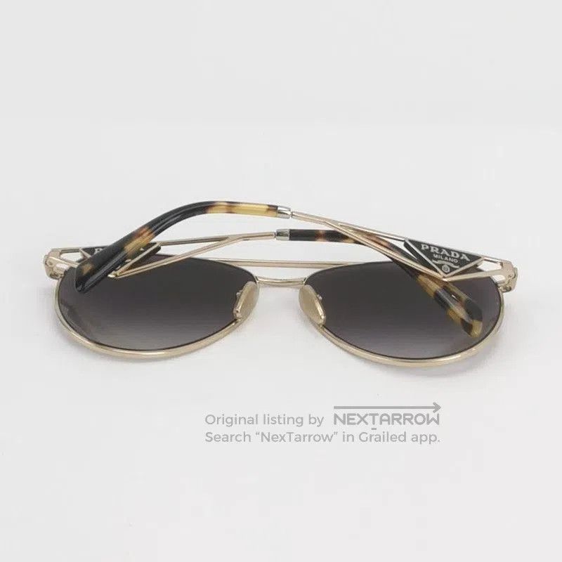 Prada Prada Triangular Logo Aviator Sunglasses. Size ONE SIZE - 4 Thumbnail