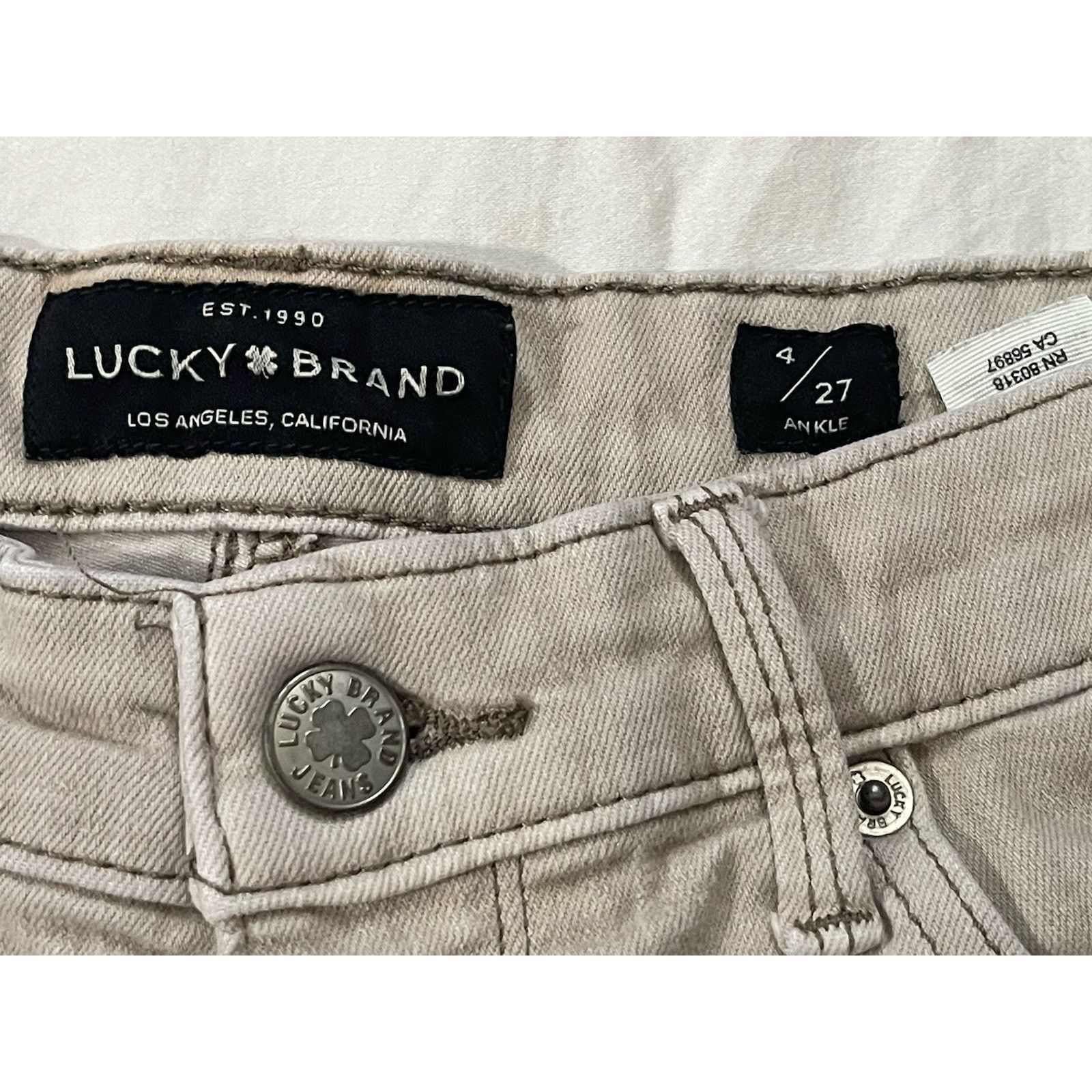 Lucky Brand Lucky Brand Distressed Ava Skinny Jeans Tan Mid Size 04 / 27 Size 27" / US 4 / IT 40 - 4 Thumbnail