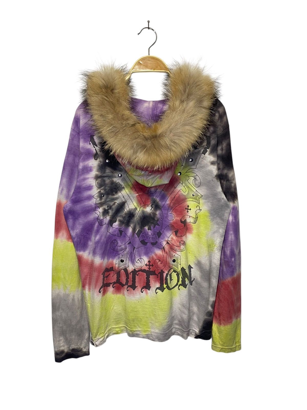 Japanese Brand Japanese Denim Bar skull tie dye fur hoodie Size US M / EU 48-50 / 2 - 6 Thumbnail