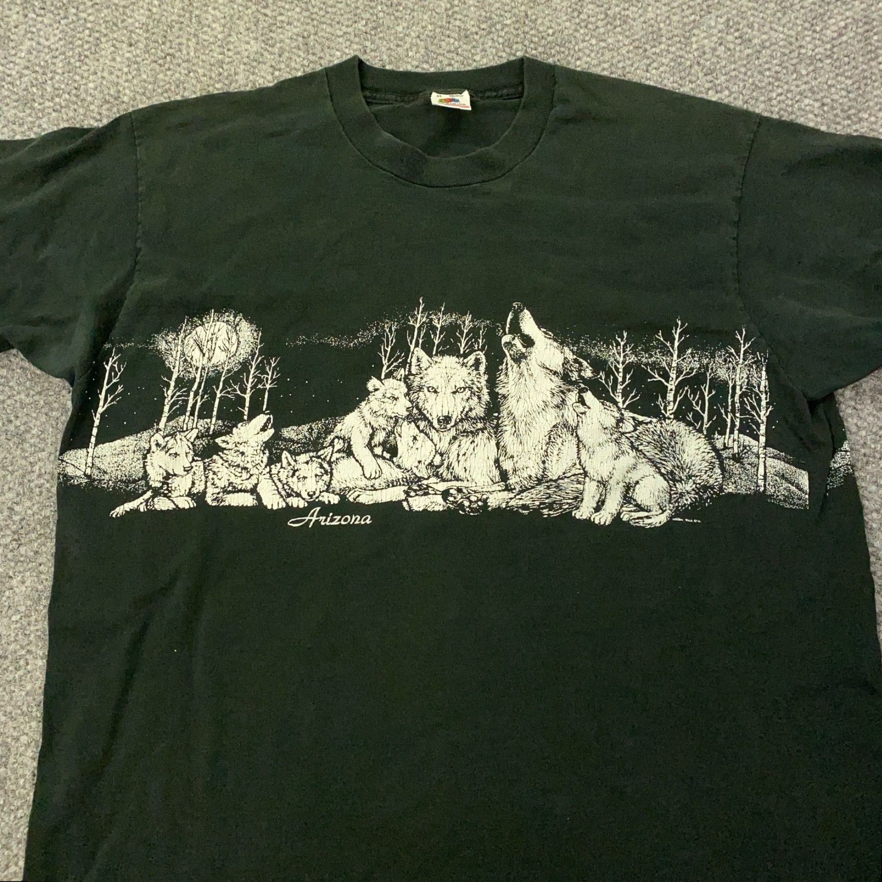 Fruit Of The Loom VINTAGE Arizona Shirt Mens XL Black Wolves Southwest Outdoors Single Stitch USA Shirt Size US XL / EU 56 / 4 - 2 Thumbnail