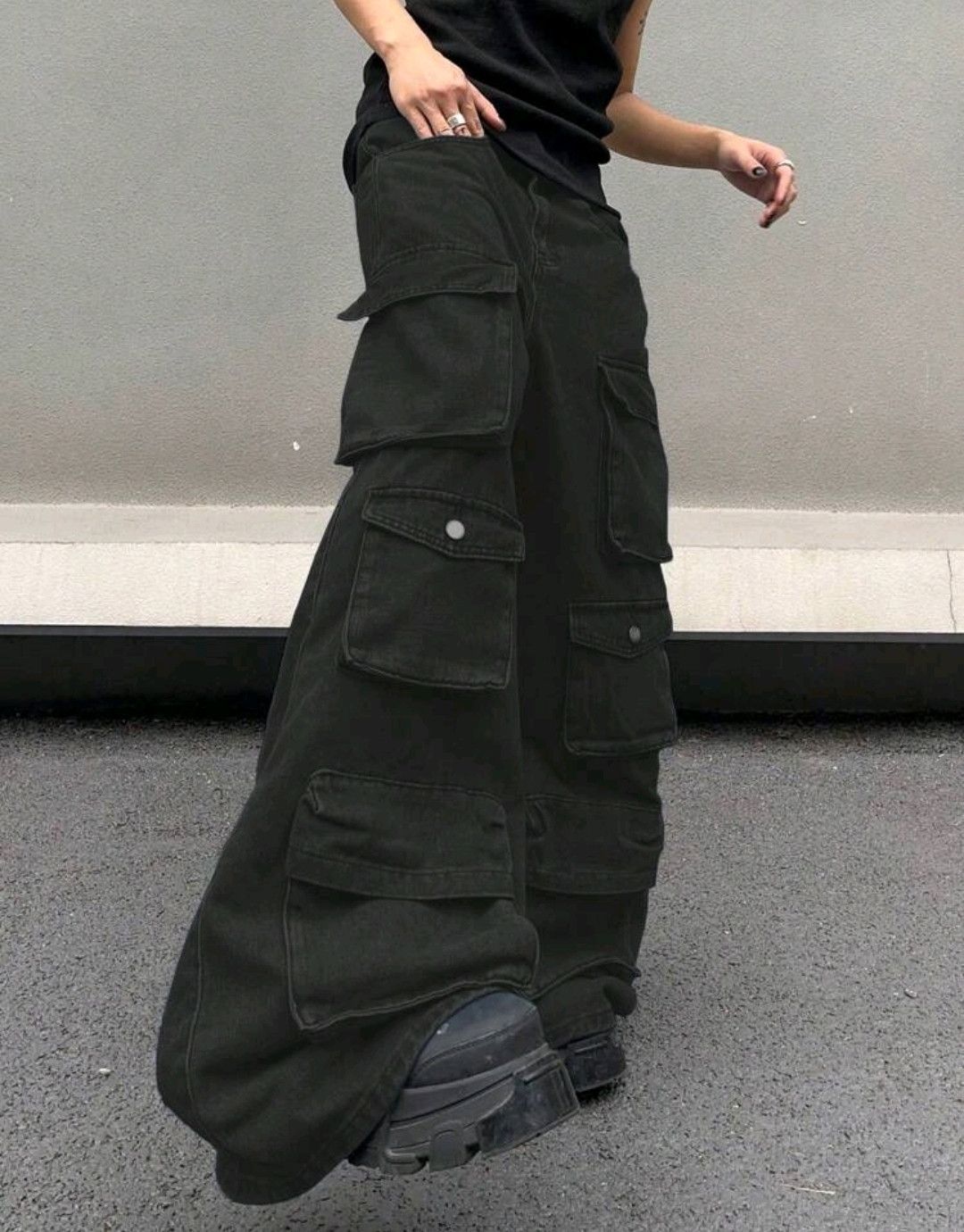 Flared Multi Pocket Cargo Denim Jeans