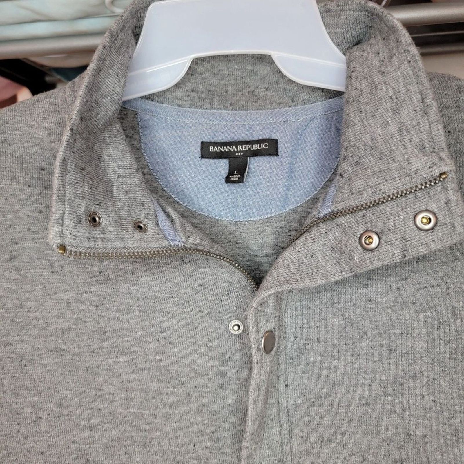 Banana Republic Banana Republic Full Snap / Zip Sweater Jacket Dark Grey Size US L / EU 52-54 / 3 - 1 Thumbnail