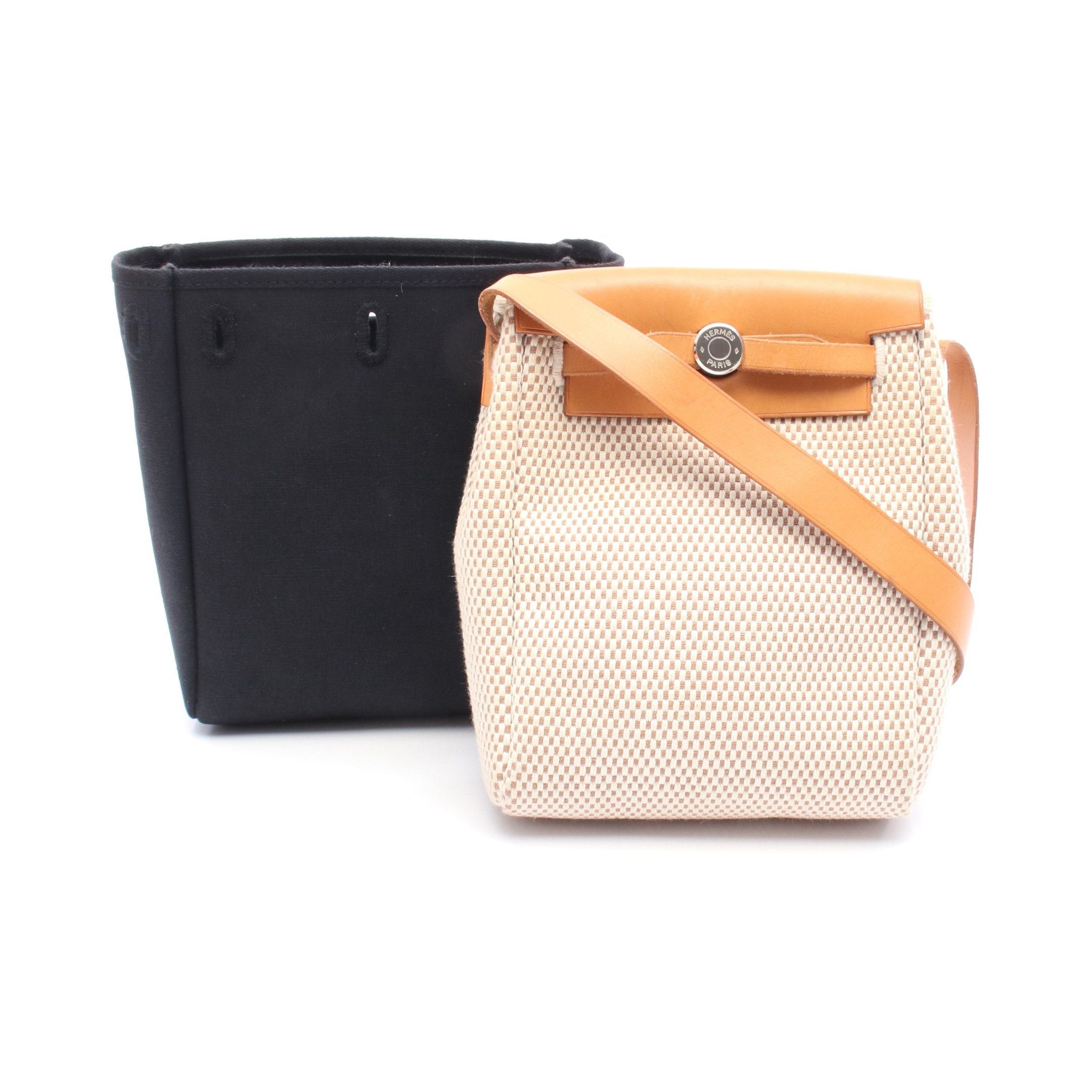 Hermes Hermes Herbag Tpm Shoulder Bag Toile Gm Vache Hunter Beige Light Brown Silver Hardware □H Stamp Size ONE SIZE - 1 Thumbnail