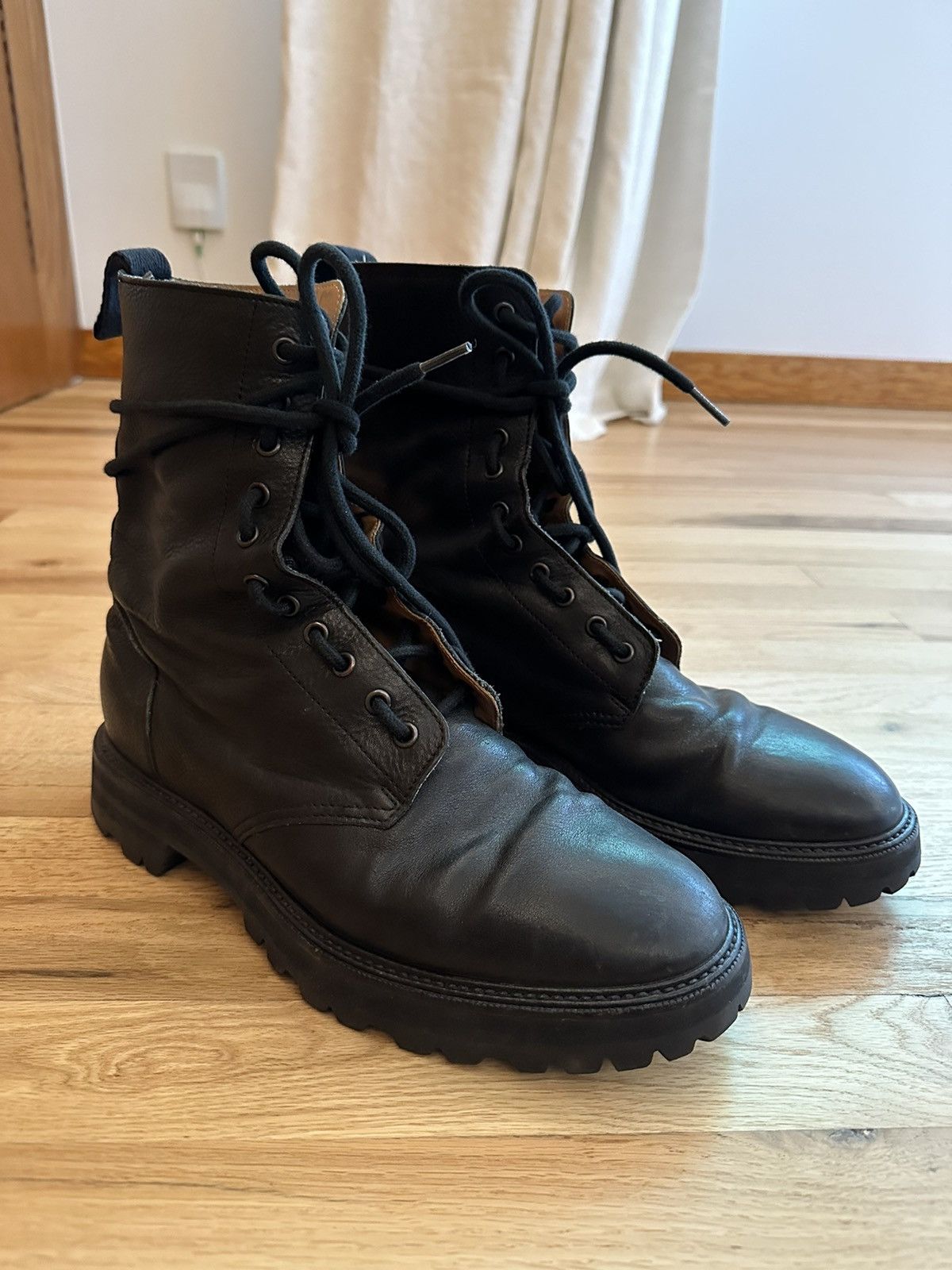 Maison Margiela SS18 Black Leather Combat Boots | Grailed