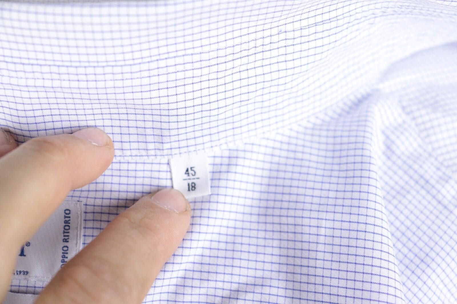 Designer Boggi Milano Tailored Fit Blue Check Down Shirt Size 45 / 18 Size US M / EU 48-50 / 2 - 8 Thumbnail