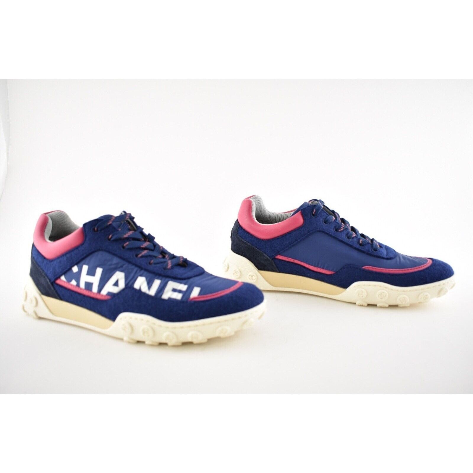 Chanel 18K CC Silver Logo Lace Up Tie Low Top Trainer Sneaker 35 Size US 5 / IT 35 - 5 Thumbnail