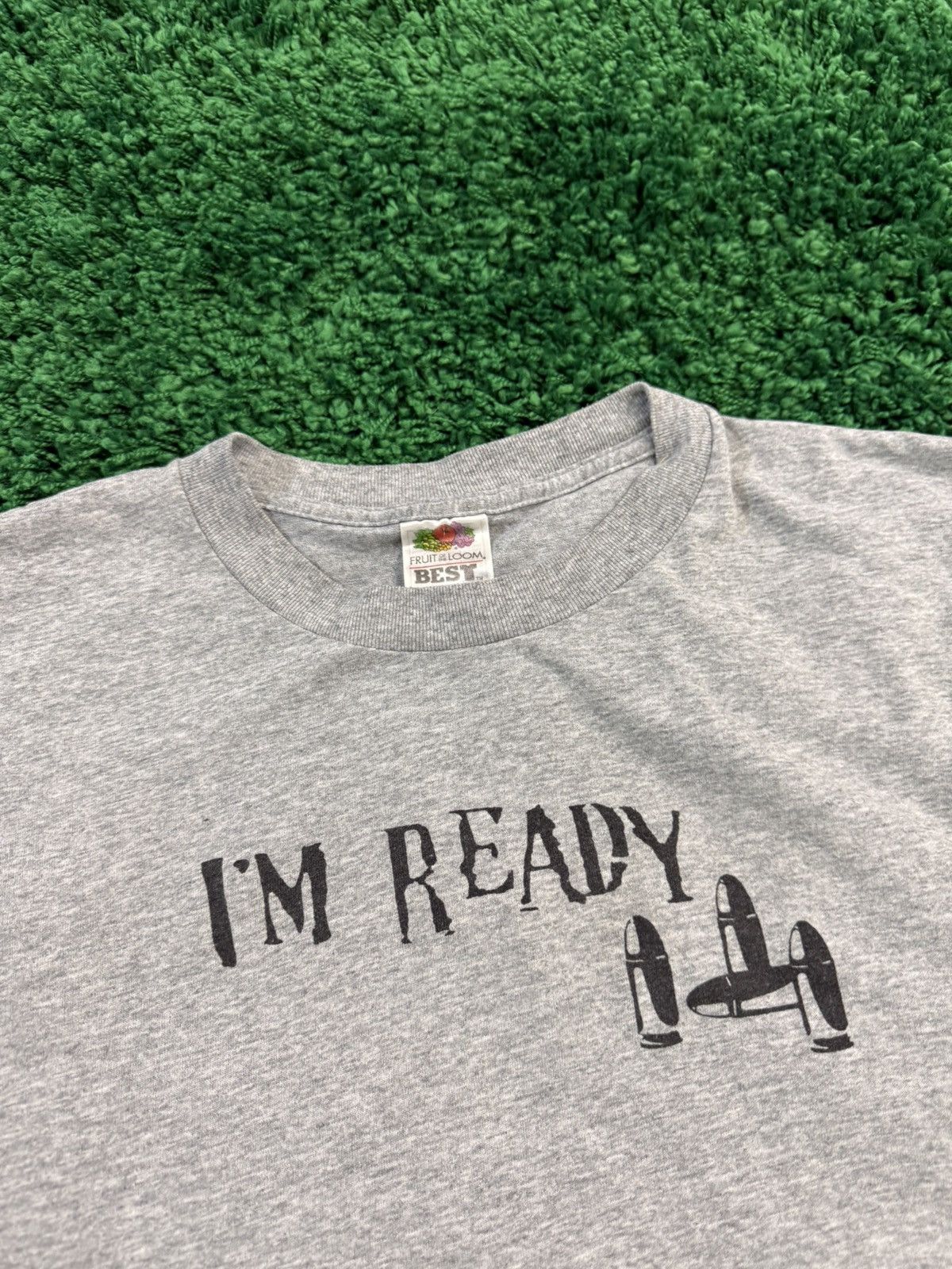 Fruit Of The Loom × Vintage Vintage I'm Ready Bullet Tee Grey XL Gun Size US XL / EU 56 / 4 - 4 Thumbnail
