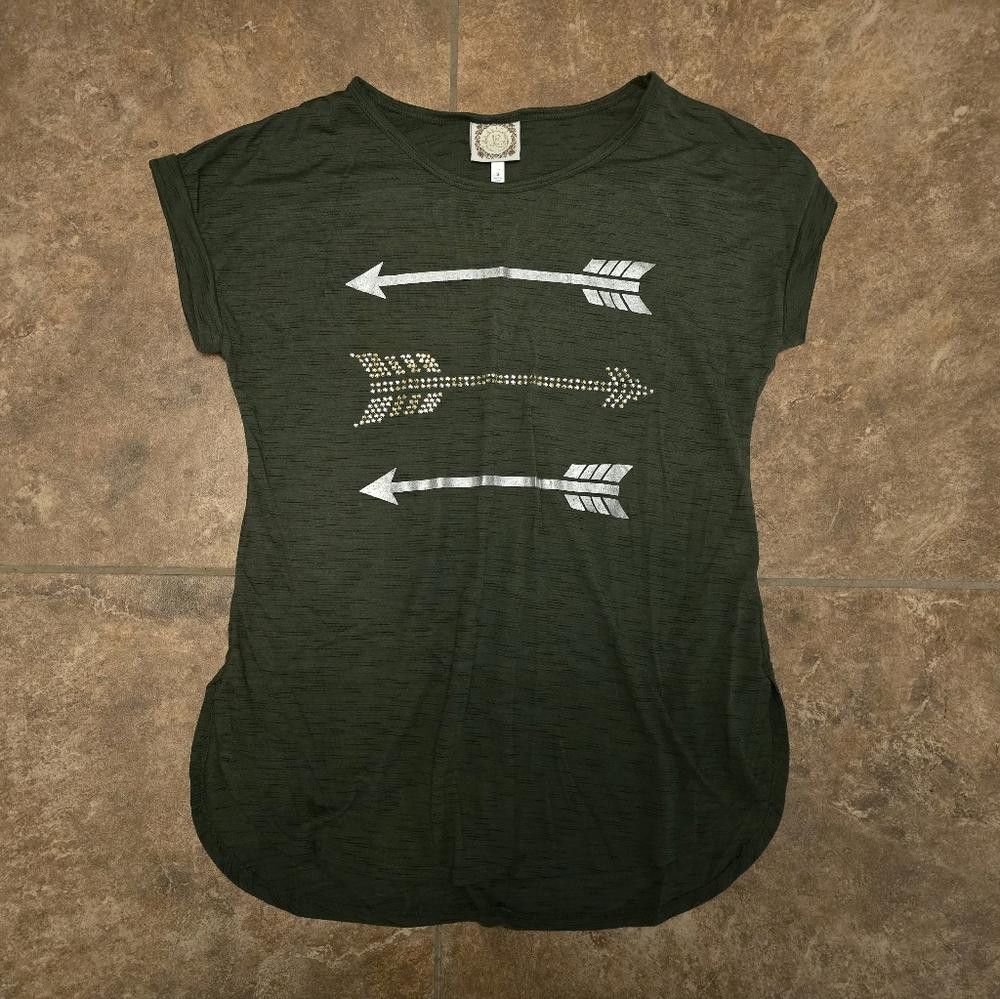 Designer Dark Hunter Green Arrowed TS Short Sleeve Size S / US 4 / IT 40 - 1 Thumbnail