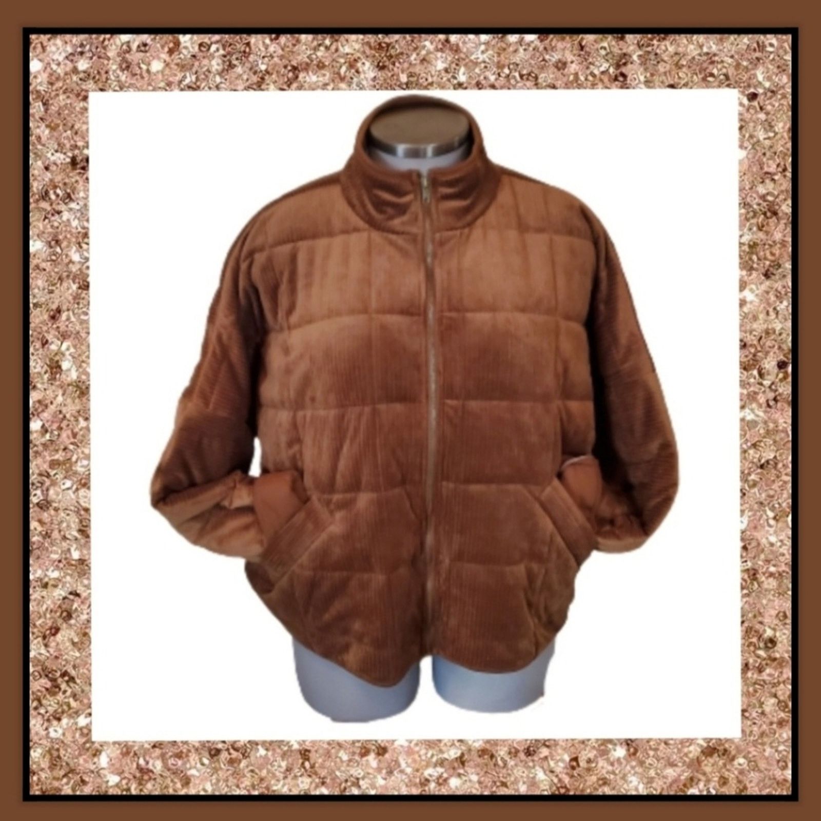Forever 21 COCOA BROWN QUILTED ☆ CORDUROY ☆ BOMBER JACKET 2x ☆ NWT Size XXL / US 16-18 / IT 52-54 - 1 Thumbnail