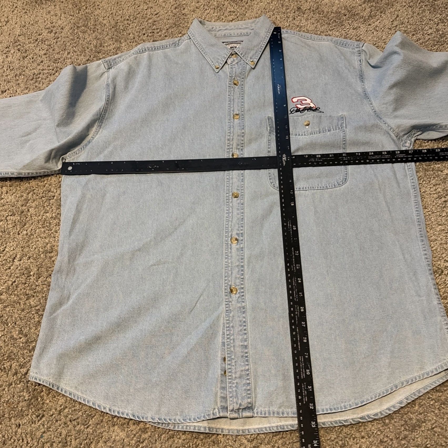 Lee VINTAGE Dale Earnhardt NASCAR Racing Blue Lee Denim Button-Up Shirt XL Mens Size US XL / EU 56 / 4 - 5 Thumbnail