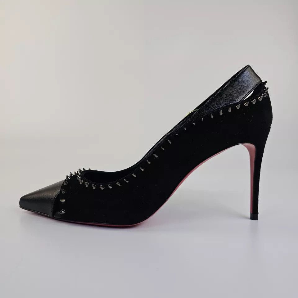 Christian Louboutin o1s1wg110125 Duvette Spikes 85mm Pumps in Black Size US 10 / IT 40 - 6 Thumbnail
