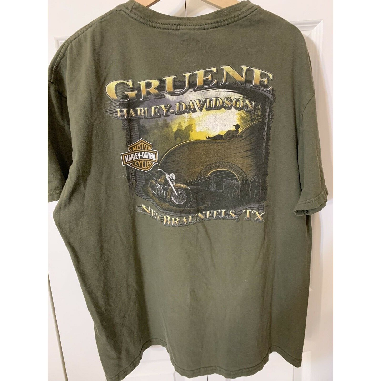 Harley Davidson Vintage Gruene Harley Davidson New Braunfels TX Mens T-Shirt Size US XL / EU 56 / 4 - 7 Thumbnail