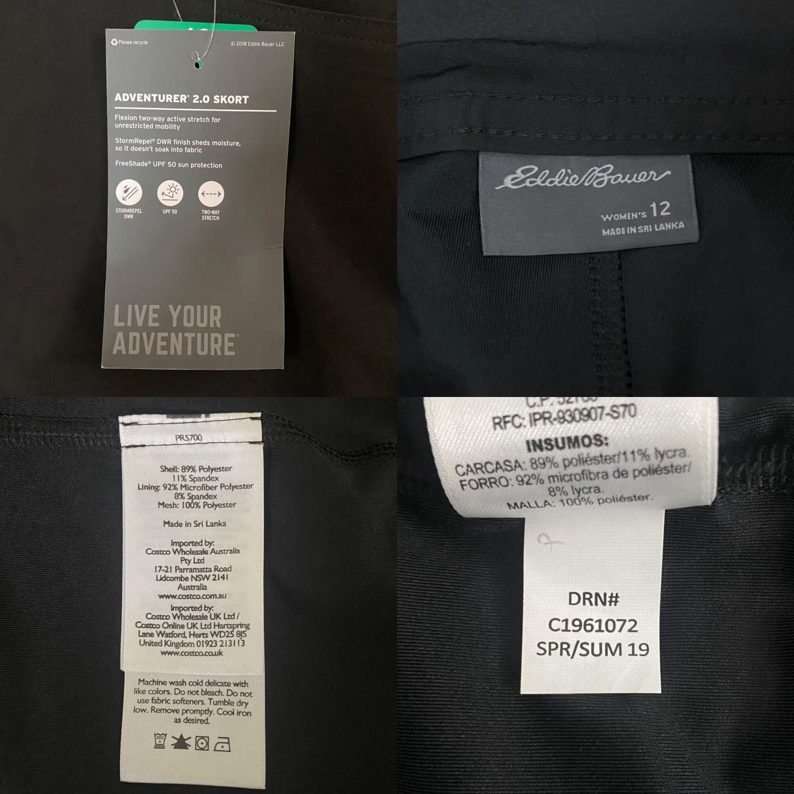 Eddie Bauer Eddie Bauer Adventure 2.0 Skort Black Women's Size 12 Hiking Travel Outdoors New Short Skirt Pockets Lightweight Activewear Size ONE SIZE - 8 Thumbnail