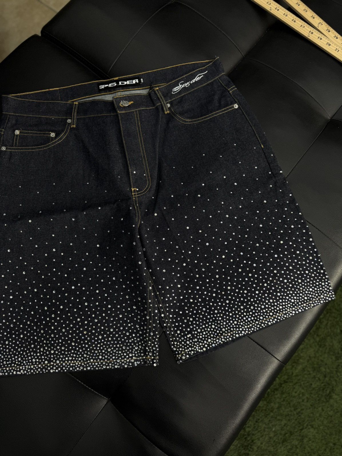 Sp5der Sp5der Rhinestone Crystal Jean Shorts Size (38) NEW Size US 38 / EU 54 - 2 Thumbnail