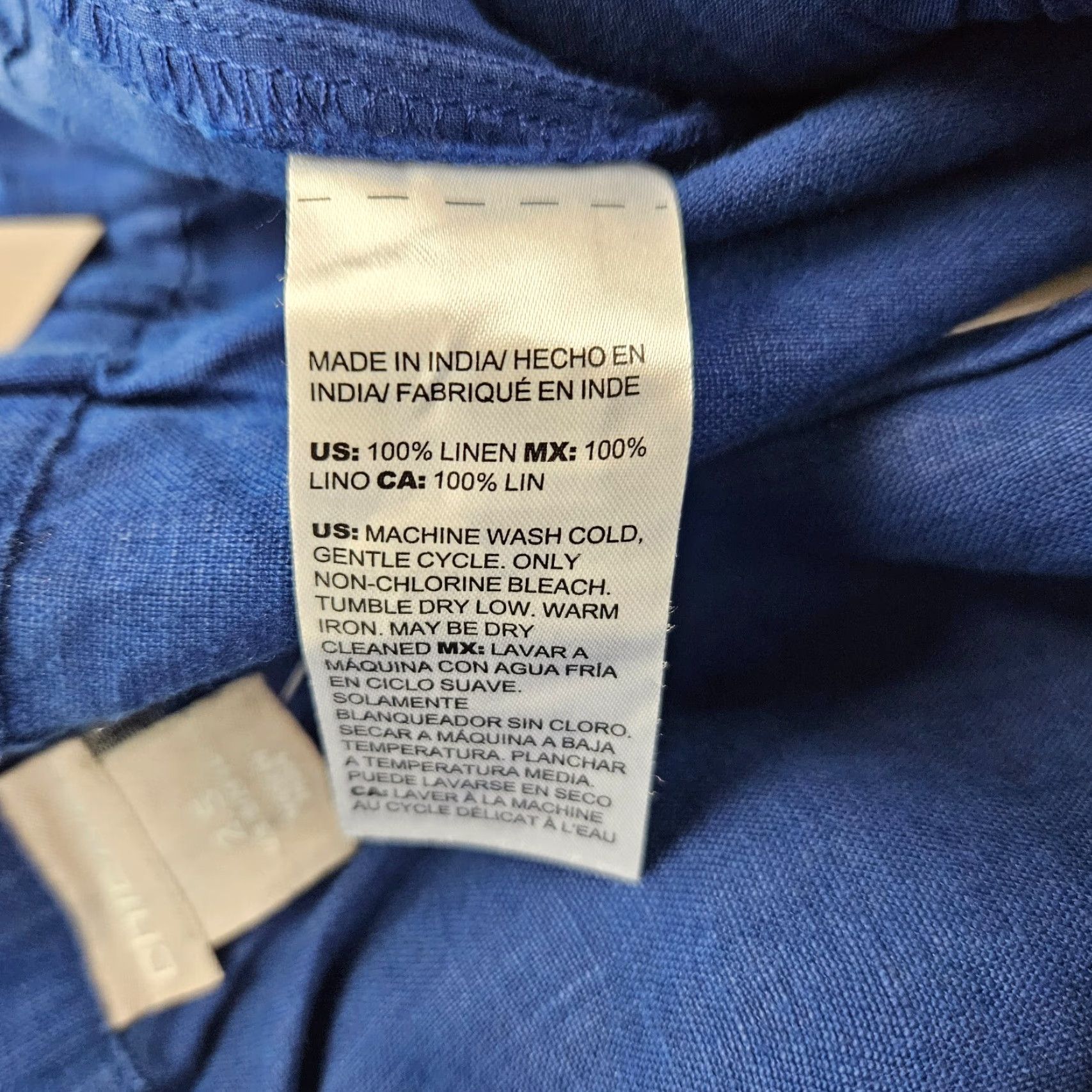 Vintage Chico's Womens Cropped Linen Pants Sz 14 Solid Blue High Rise Pull On Size 36" / US 14 / IT 50 - 6 Thumbnail