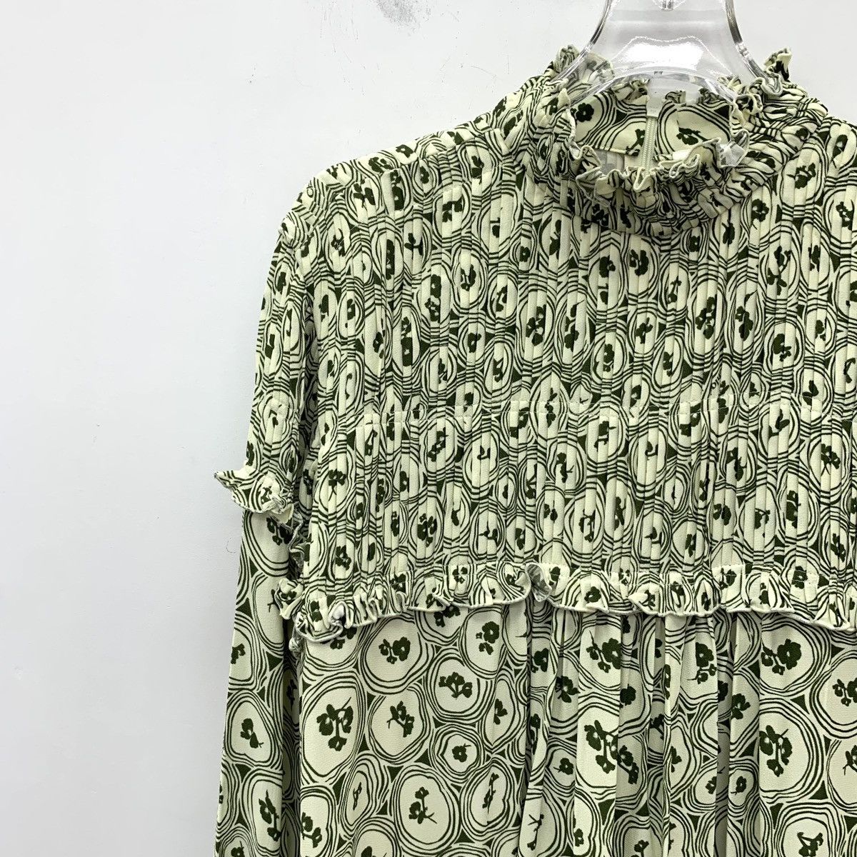 Chloe Chloe Green Geometric Floral Printed Long Sleeve Dress K26WX Size S / US 4 / IT 40 - 3 Thumbnail