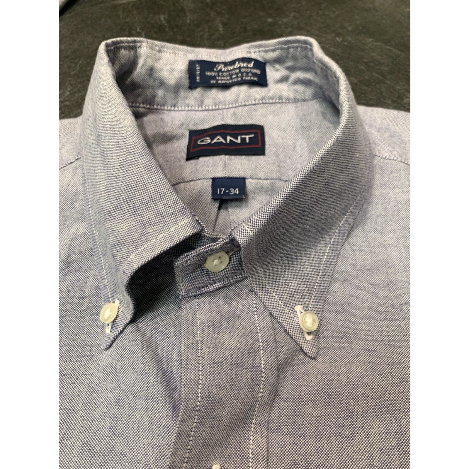 Gant Gant Shirt Men 17-34 Light Blue Purebred Broadcloth Button Up Oxford Size US XL / EU 56 / 4 - 3 Thumbnail