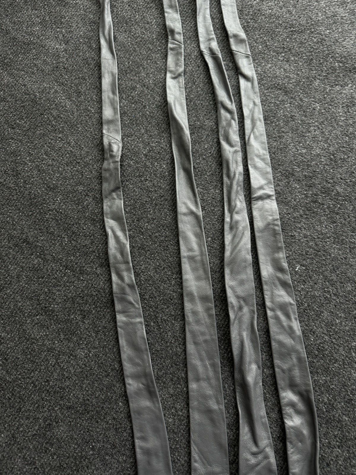 Other 🚨 LEATHER GRAY ITALY TIE LUXURY VNTG RARE OLD MONEY Size ONE SIZE - 4 Thumbnail