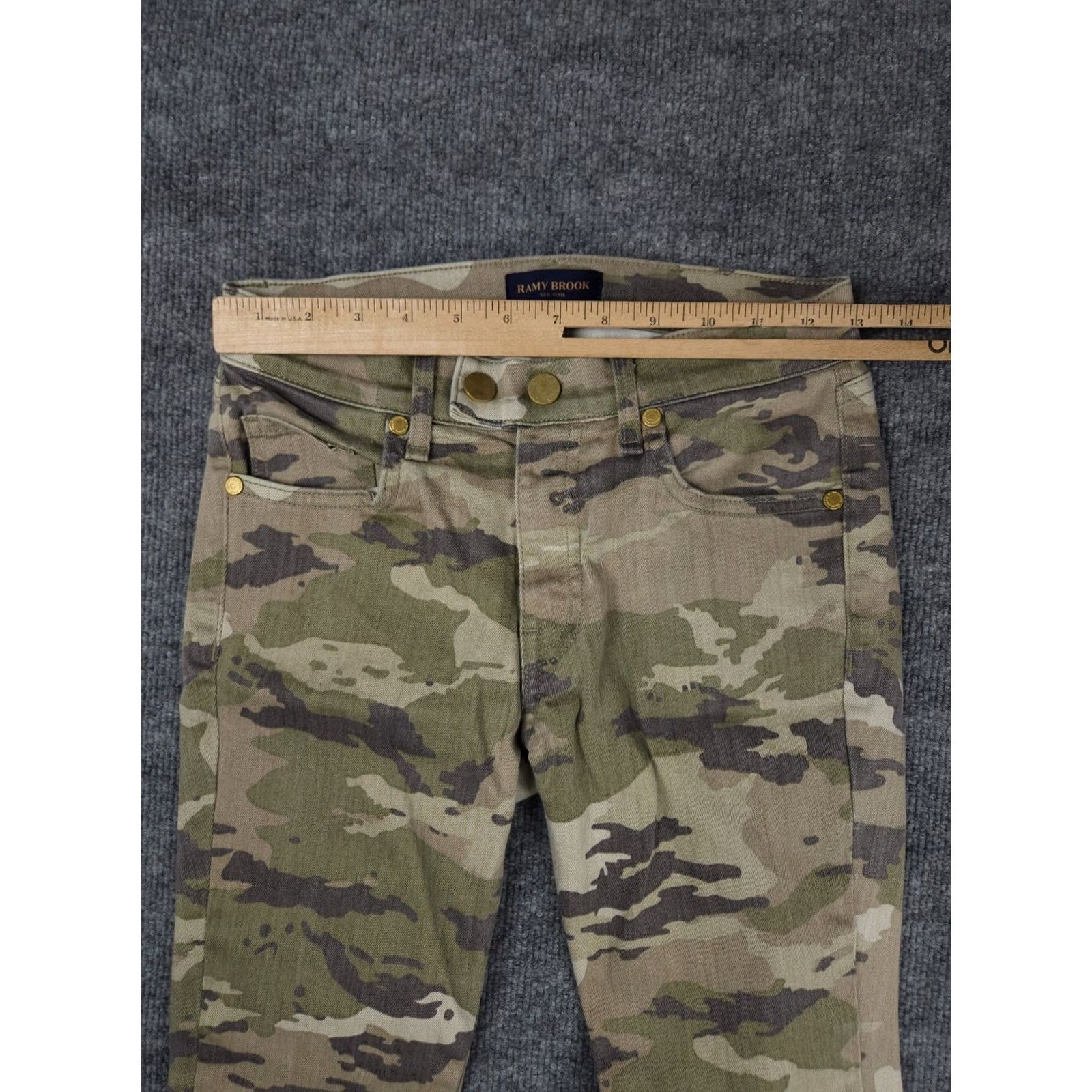 Ramy Brook Ramy Brook Camo Pants Women Slim Fit Zip Ankles Low Rise 25 x 25 Green Denim Stretch 5-Pocket Moto Pattern Jeans Size 42" / US 20 - 5 Thumbnail