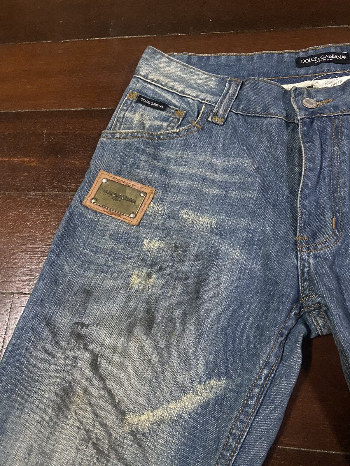 DOLCE & GABBANA SEX FLARE JEANS DISTRESSED RIPPED SPLATED