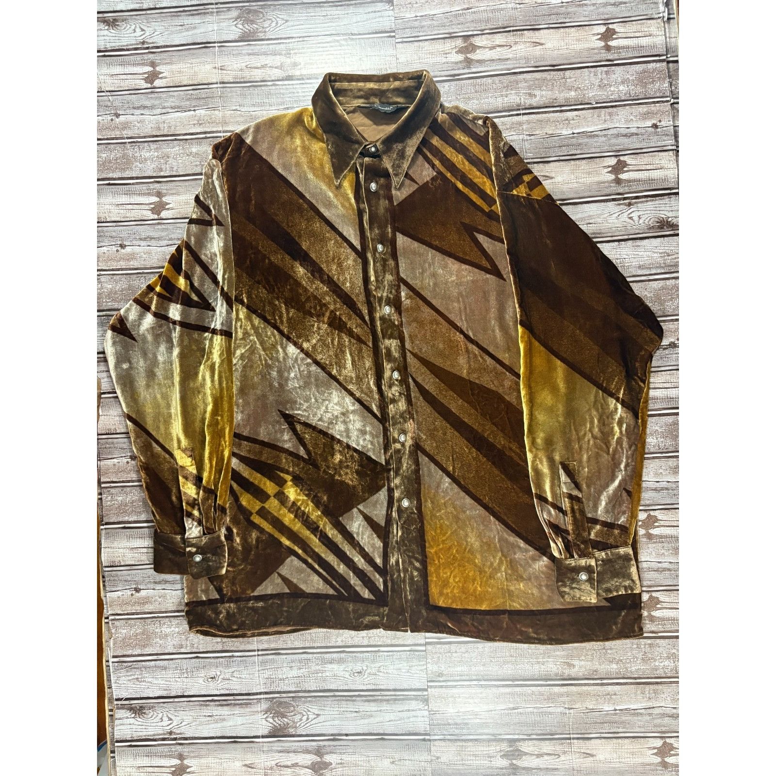 Gemelli Genelli Silk Blend Velour Disco Retro Geometric Shirt size 3 Size US XXL / EU 58 / 5 - 1 Thumbnail