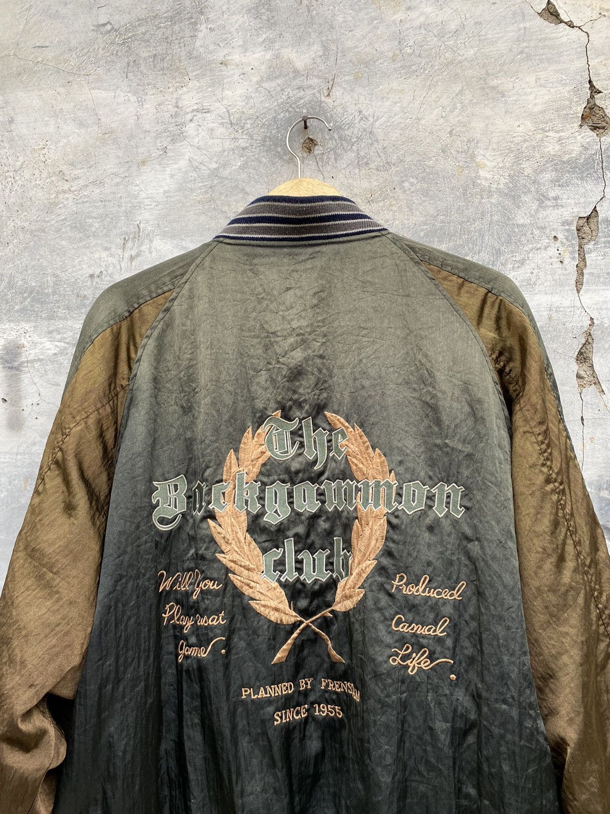Japanese Brand 80s Frensham “The Back Gammon Club” Final Home Style Bomber Size US XL / EU 56 / 4 - 3 Thumbnail