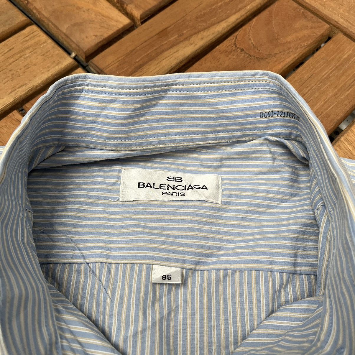 Balenciaga × Vintage Vintage Balenciaga Button Ups Shirt Sky Blue Stripe Size US M / EU 48-50 / 2 - 4 Thumbnail