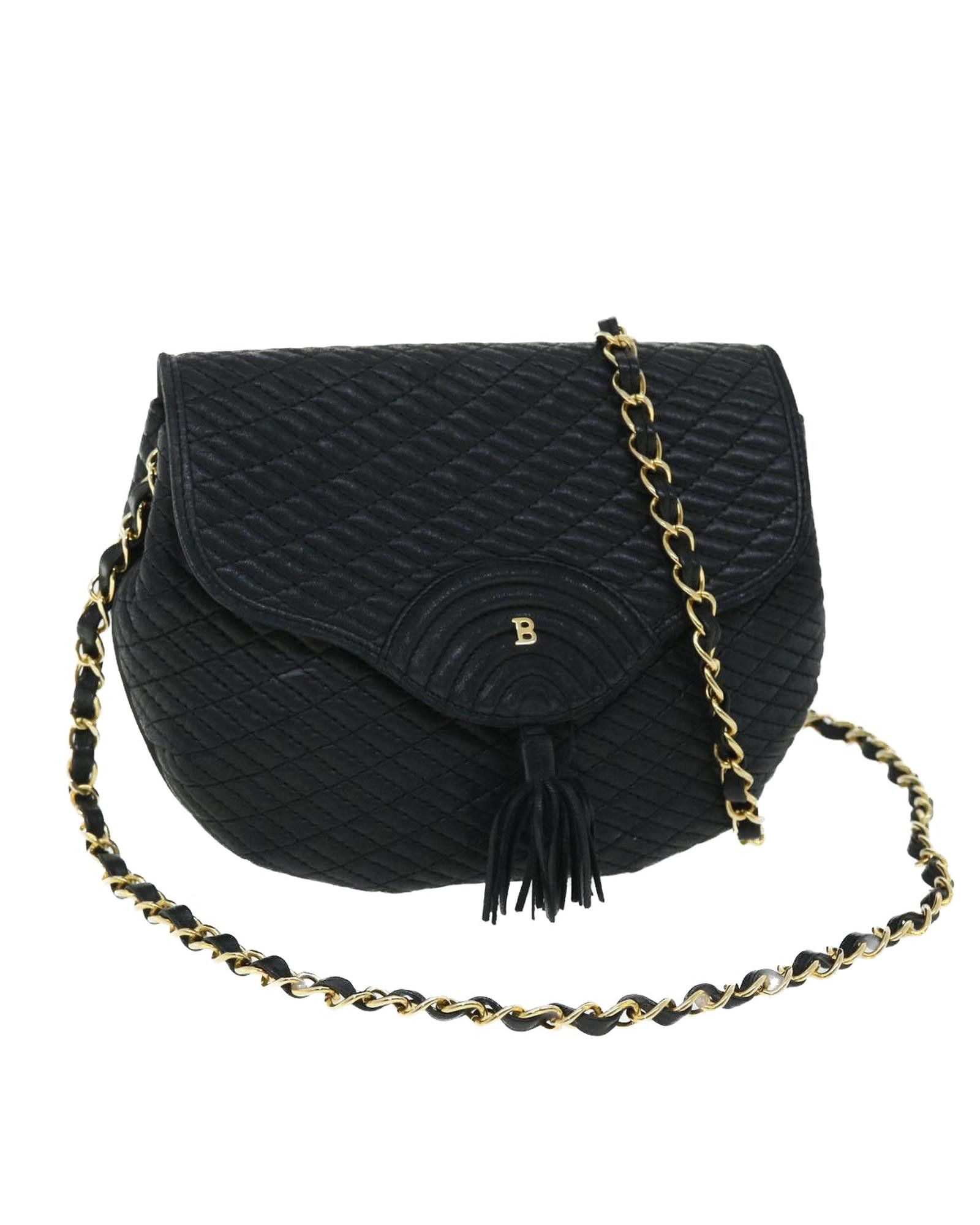 image of Bally Leather Chain Shoulder Bag in Black, Women's