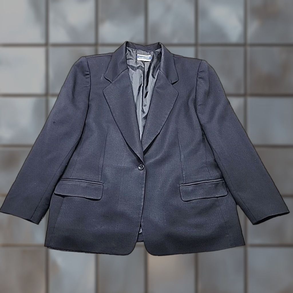 Pendleton VINTAGE Pendleton Blazer Womens 44 Black One-Button 100% Wool USA Made Size M / US 6-8 / IT 42-44 - 1 Thumbnail
