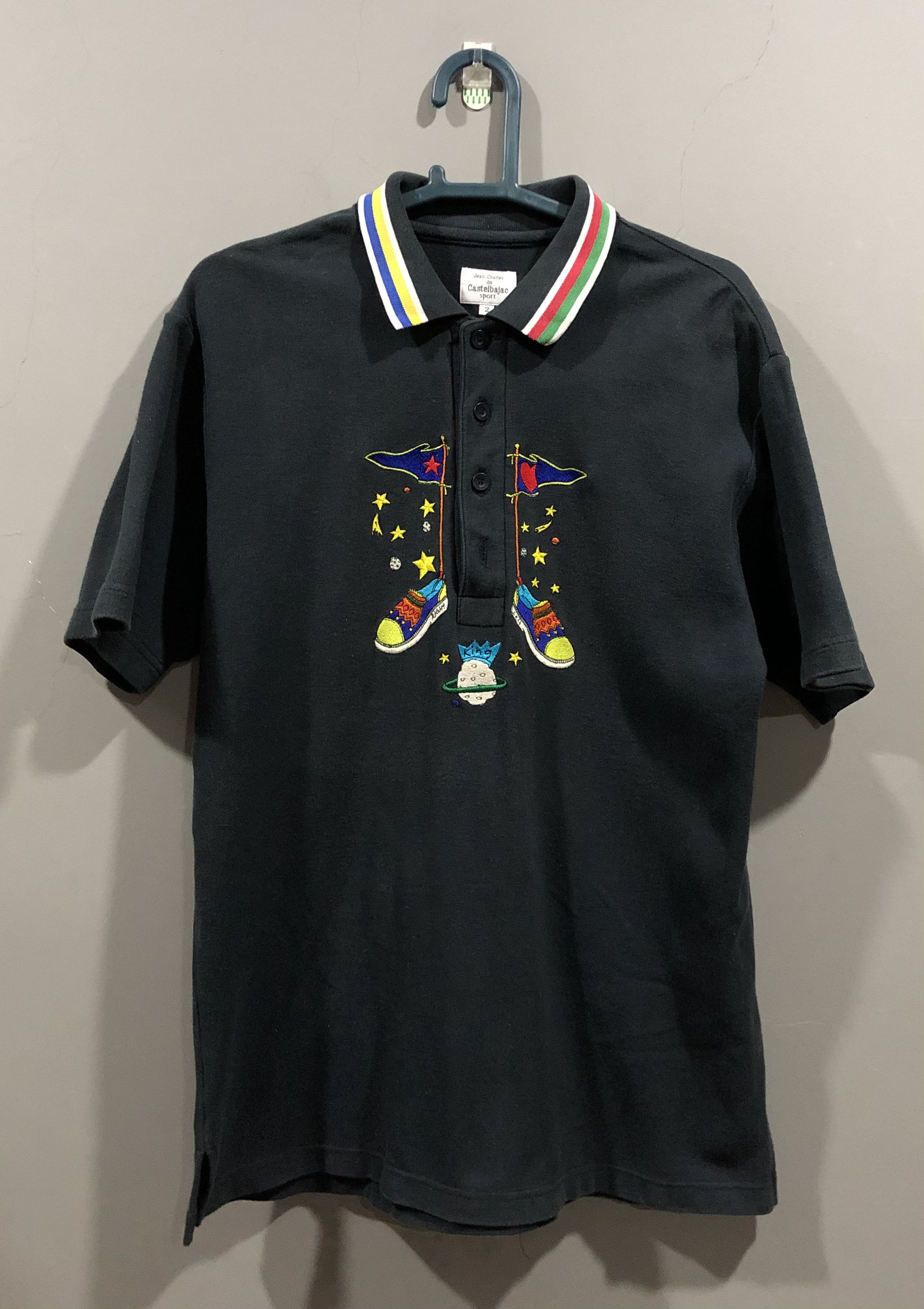 image of Vintage 90's Jean Charles De Castelbajac Sport Polo Shirt in Black, Men's (Size Medium)