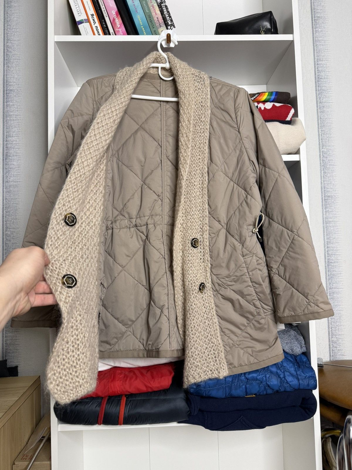 Other Violanti Wool collar Beige down jacket size L Size L / US 10 / IT 46 - 10 Thumbnail