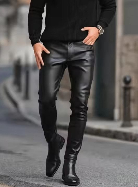 Japanese Brand × Jean Faux Leather Skinny Pants Size US 33 - 1 Thumbnail