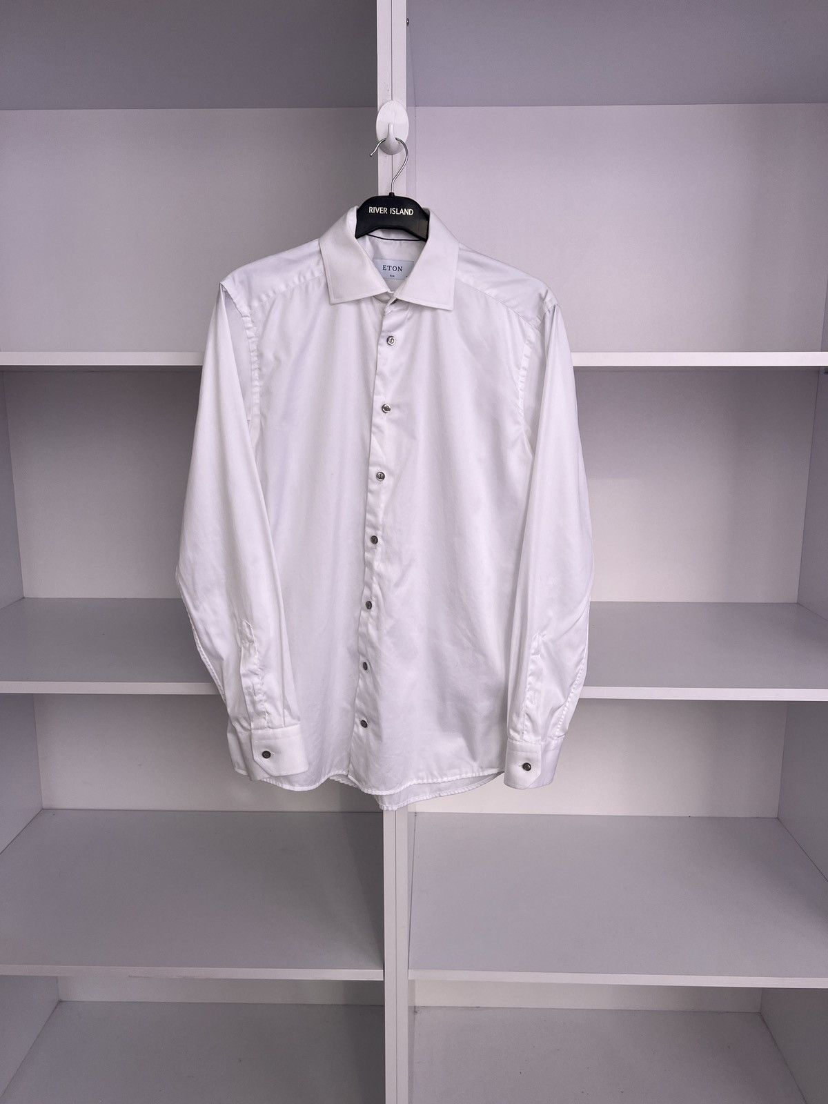 Eton × Vintage Vintage Eton Denim White Button Up Shirt Size US M / EU 48-50 / 2 - 2 Thumbnail