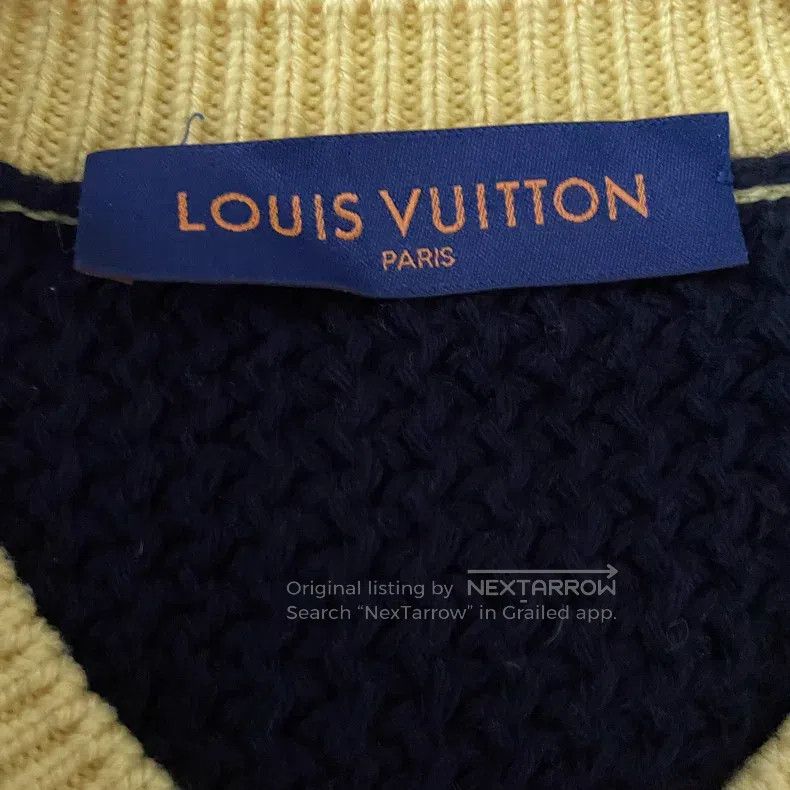 Louis Vuitton Louis Vuitton Black Yellow Logo Knit V Neck Sweater Size US M / EU 48-50 / 2 - 3 Thumbnail