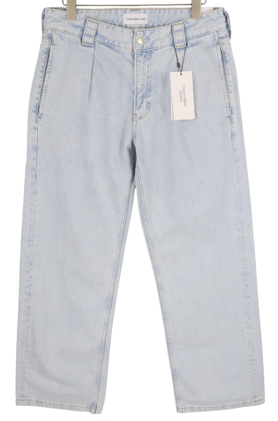 Calvin Klein 90S LOOSE W31 Light Blue Washed Pleated Zip Denim 85301 Size US 31 - 1 Thumbnail
