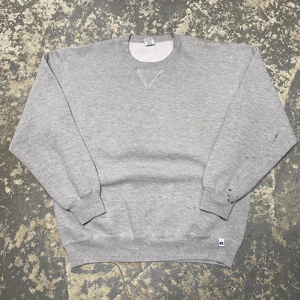 Russell Athletic × Vintage Vintage Russell Athletic Grey Blank Boxy Crewneck Hoodie Size US L / EU 52-54 / 3 - 1 Thumbnail