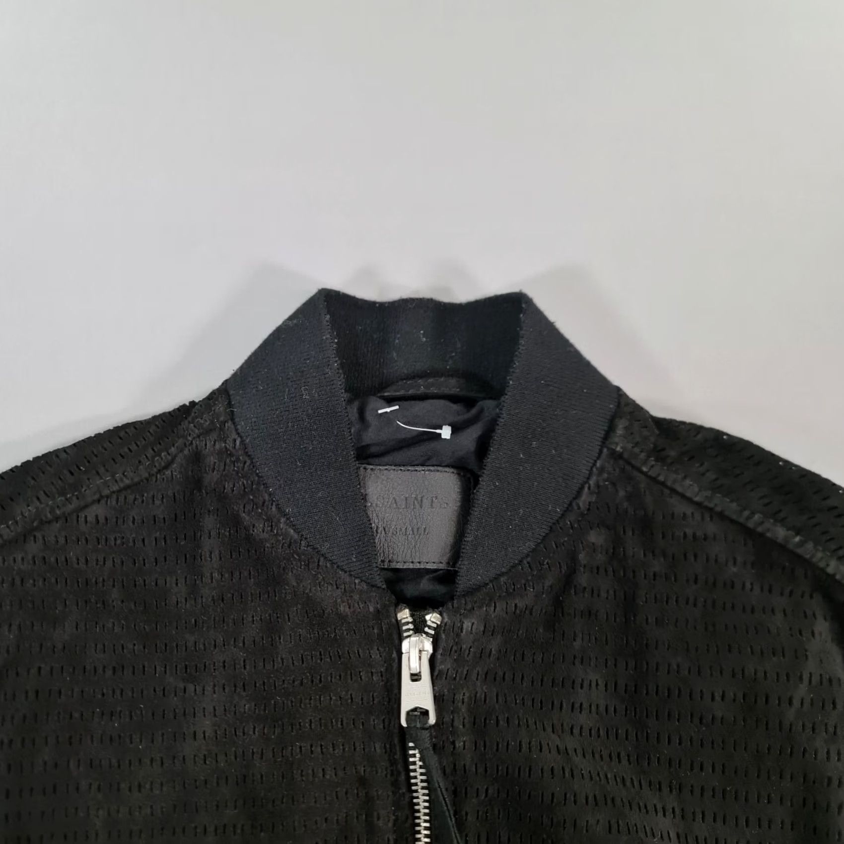 Allsaints AllSaints Mens Jacket Bomber Black XS Suede Goat Skin Perring Full Zip Size US XS / EU 42 / 0 - 2 Thumbnail