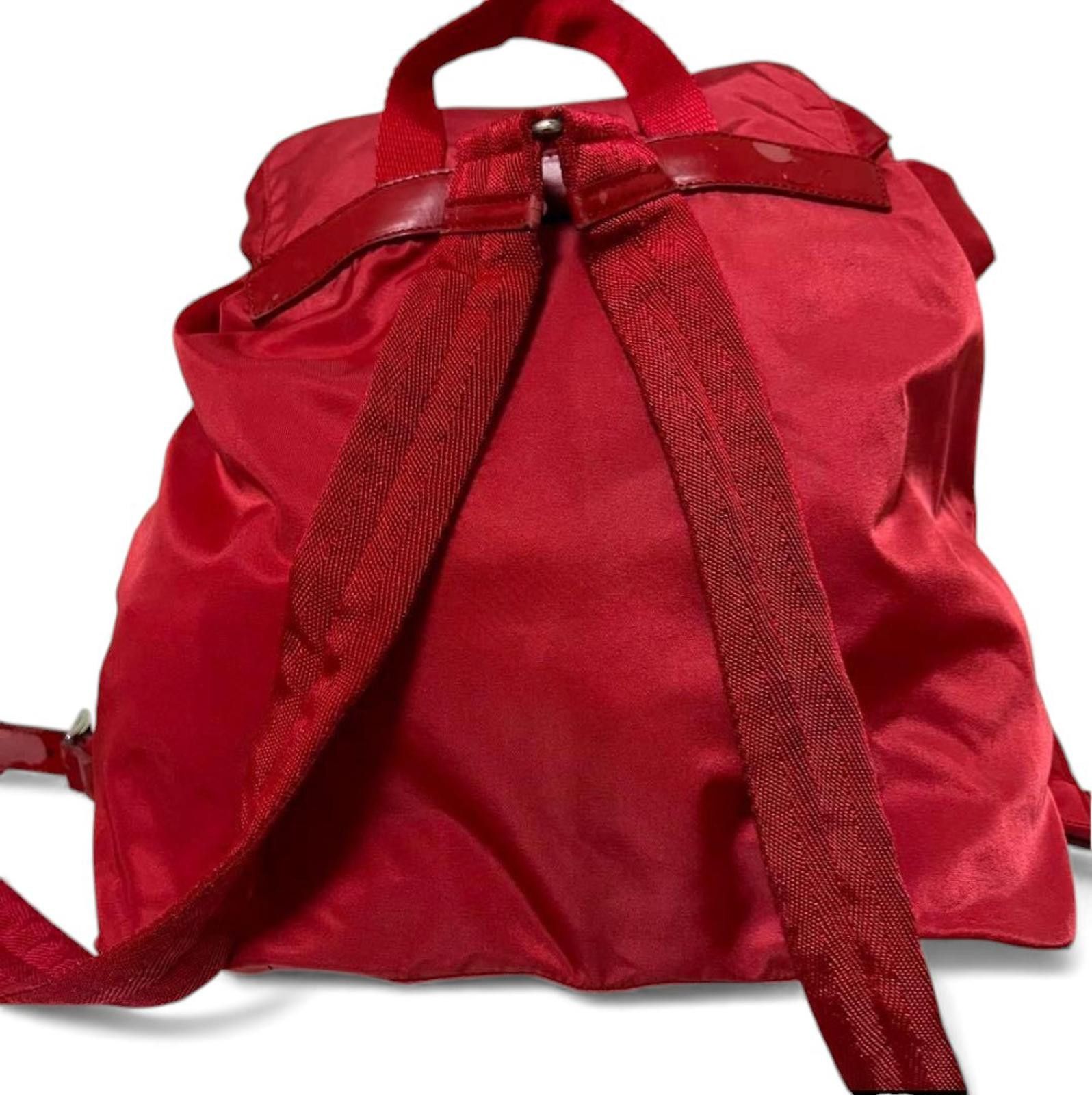 Prada Prada - Red Nylon Backpack Buckle Pockets Size ONE SIZE - 6 Thumbnail