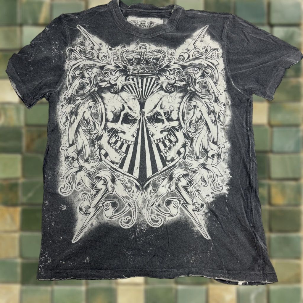 Etro VINTAGE XG T Shirt Men’s XL Gray Retro Y2K Skull Graphic Distressed Faded Size US XL / EU 56 / 4 - 1 Thumbnail